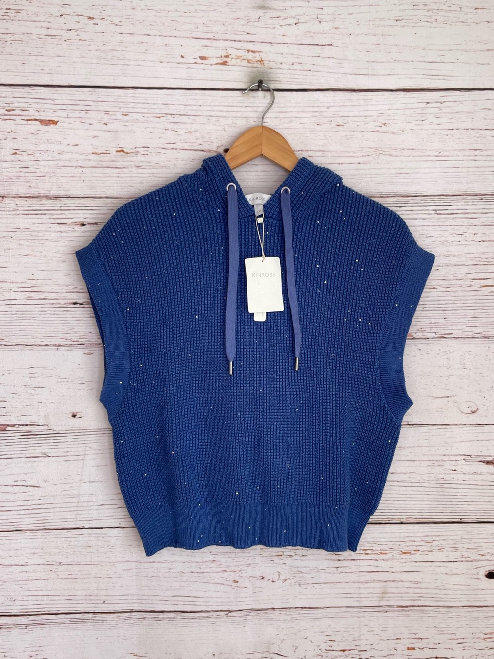 NWT Kinross thermal sequin pullover hooded sweater vest